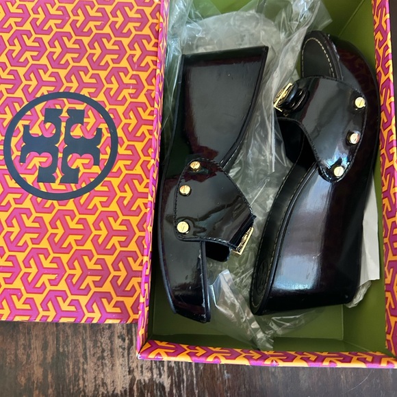 Tory Burch Size 7 Black Platform Slides - Picture 1 of 7